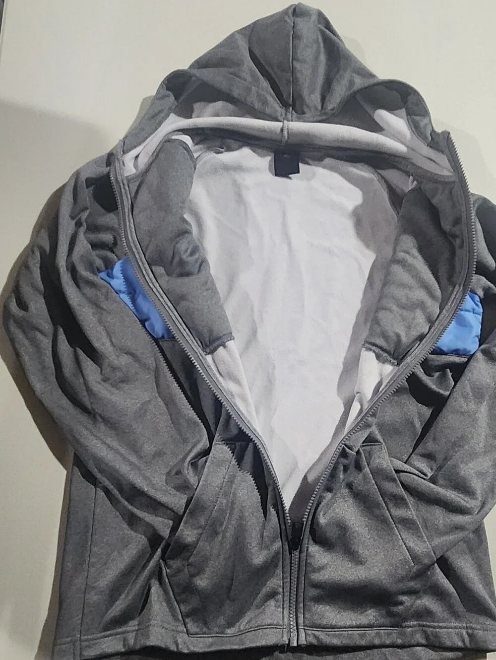 Jordan Kids Gray and Light Blue Quilted Hooded Jacket Size XL 13-15 Years Old